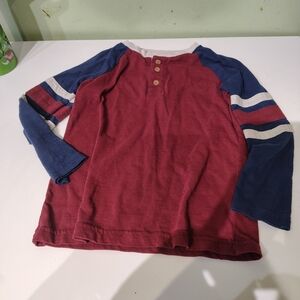Sonoma Red Maroon Navy Blue Long Sleeve Boys T-shirt Size 5 XS Fall Winter